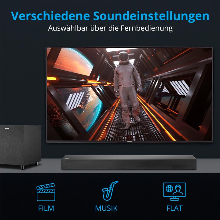 Produktbild Medion LIFE® S61022 Dolby Atmos® Soundbar, multidimensionaler Sound für die Heimkino-Atmosphäre, Bluetooth® (120 W, 2.1 Kanal)