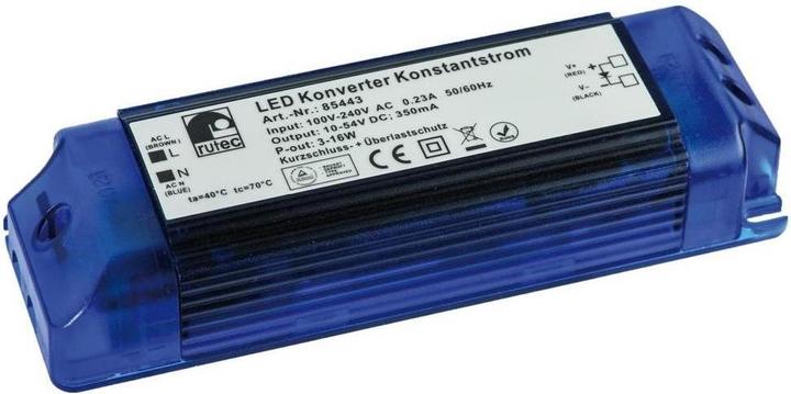 Immagine prodotto Rutec Licht 85443 Convertitore LED 350mA 3W-16W CON PFC ATTIVO 100-240V AC 85443