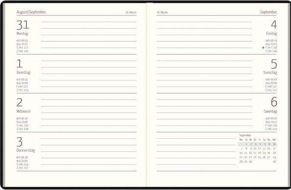 Produktbild Taschenkalender 1W/2S farblich sortiert (Deutsch)