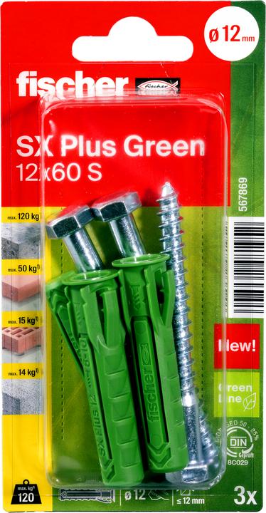 Actual product image Fischer Dowel SX Plus Green 12x60 S K (3) (3 pcs.)