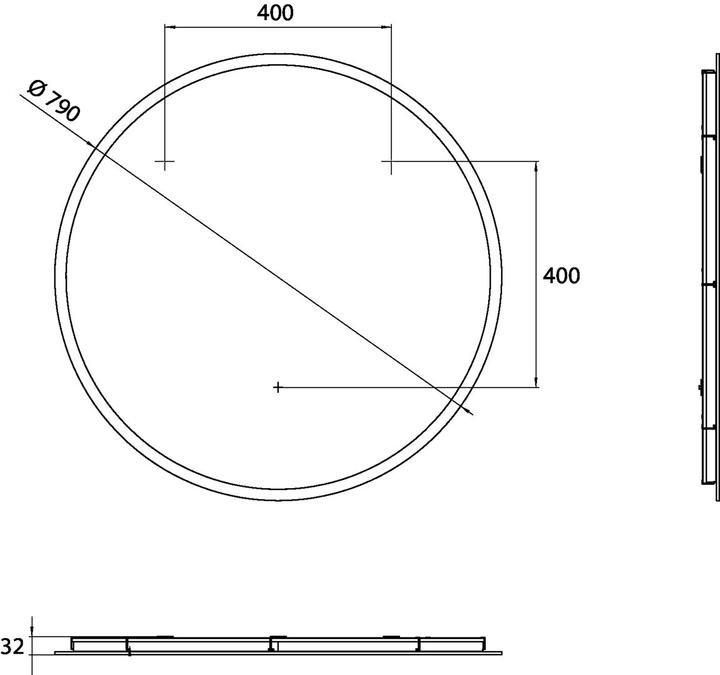 Actual product image Emco pure + LED light mirror with heating foil, diameter 790 mm, 441120808