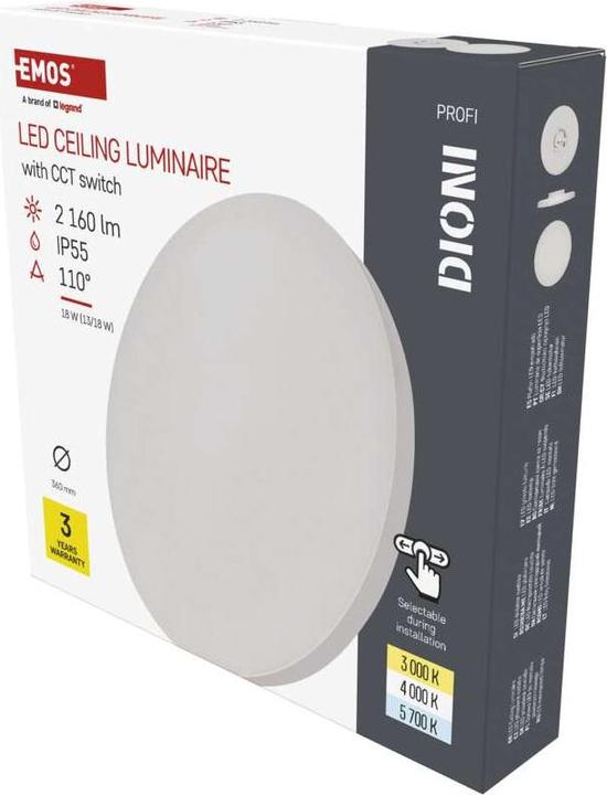 Image du produit Emos LED-Anbauleuchte DIONI rund, weiss, 18W, mit Farbtemperatur-Änderung (160 lm)
