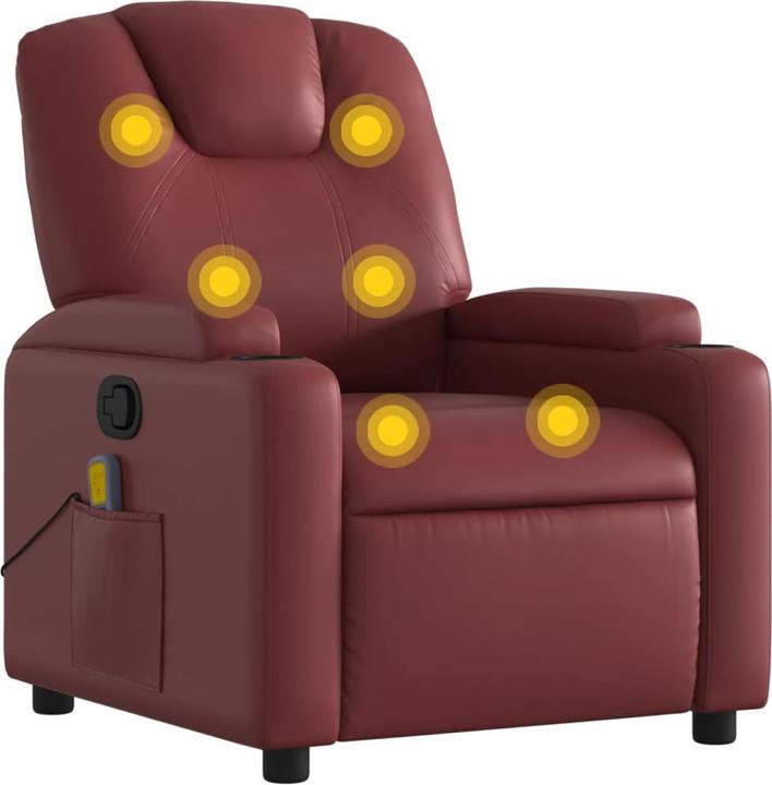 Actual product image VidaXL Massage chair wine red imitation leather,Colour: Wine red,Material