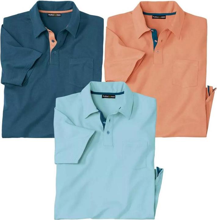 Atlas For Men 3erPack Poloshirts Kykladen (M)