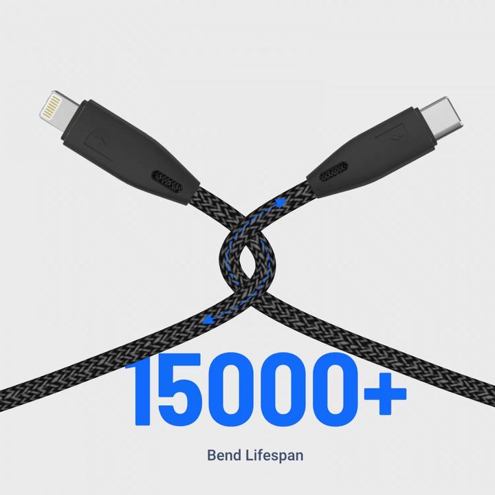 Actual product image Powerology Braided USB-C to Lightning Cable 1.2M (1.20 m, USB 3.2 Gen 1)