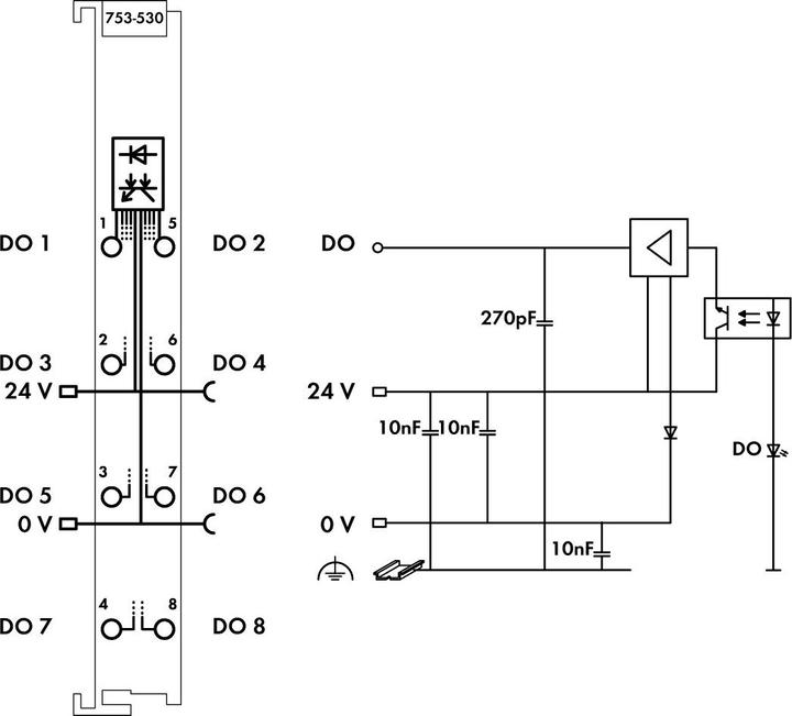Image du produit Wago 8DO 24V DC 0,5A 753-530