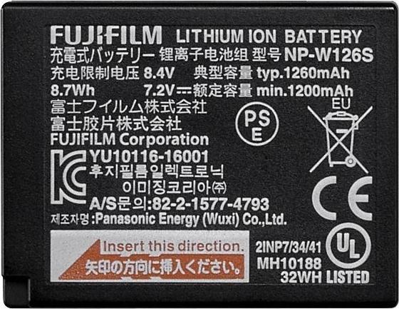 Actual product image Fujifilm NP-W126S Battery (Camera battery)