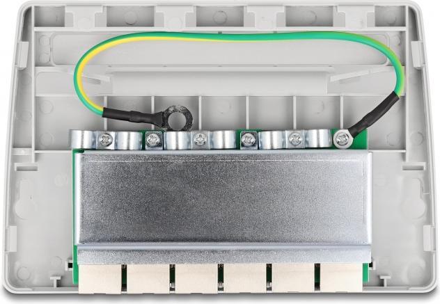 Actual product image Delock Mini Desktop Patchpanel 6 Port Cat.6A grey