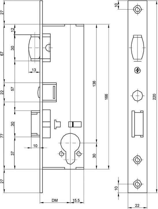 Actual product image MSL Tubular frame roller trap mortise lock PORTA 1930 (Mortise lock)