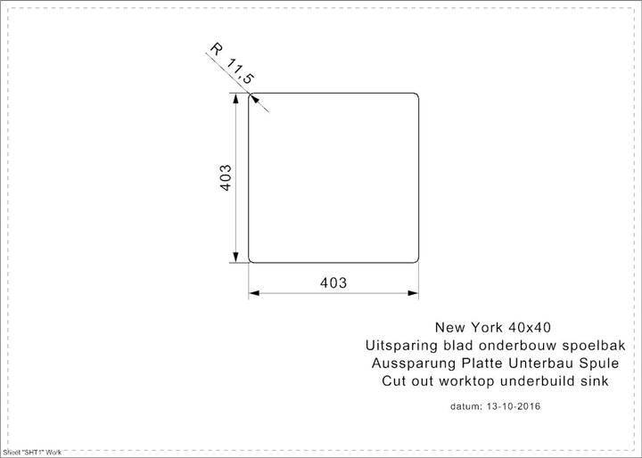 Produktbild Reginox Spülbecken, Edelstahl Küchenspüle New York 40x40 cm R27639