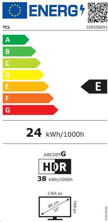 Energy Label TCL 32ES560 (32", LCD, HD, 2018)