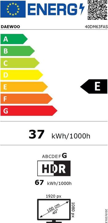 Energie-Label Daewoo 40DM63FAS (40", LCD, HD ready)