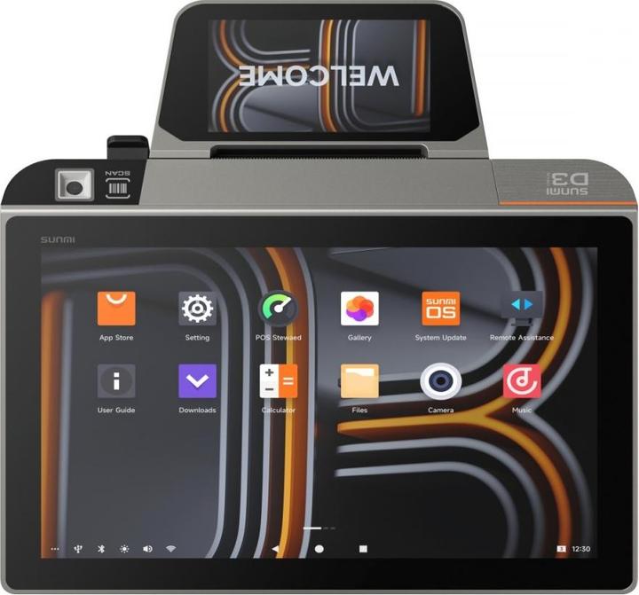 Actual product image Sunmi Terminal D3 Mini GMS, Android 13, 10.1+4, 3/32 GB,P camera, 4G, finger sensor, 80 mm printer