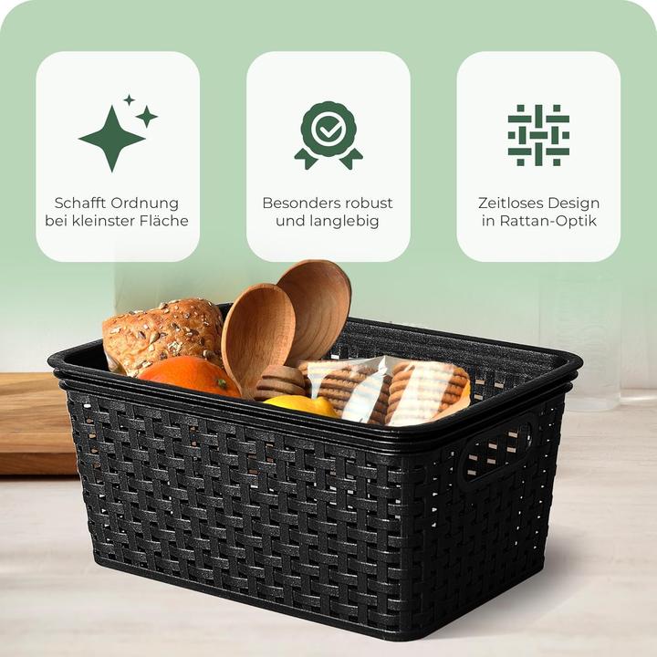 Image du produit Novaliv Boîte de rangement avec couvercle petit panier 5L noir en rotin design stockage alimentaire (5 l)