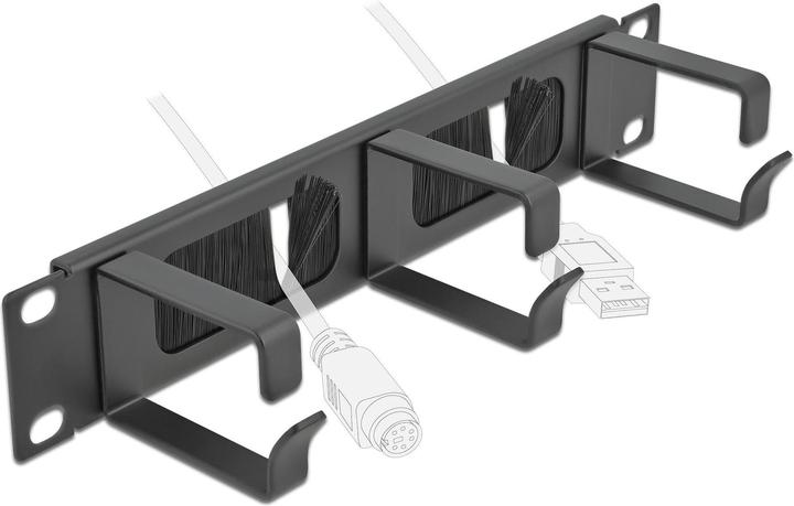 Actual product image Delock Cable Management Brush Strip with 3 hooks
