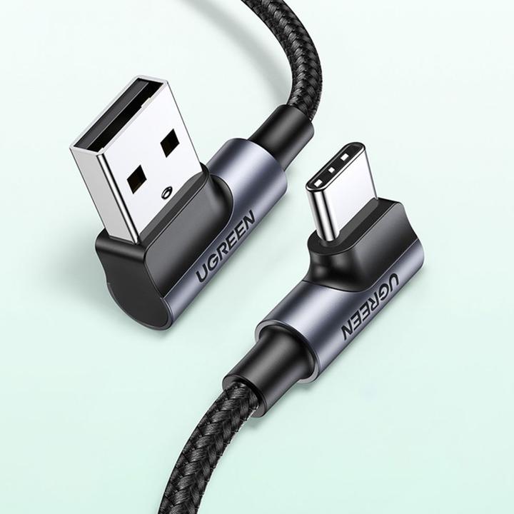 Actual product image Ugreen USB-C to USB-A 2.0 Angled Cable US176, 3A, 3m (Black) (3 m, USB 2.0)