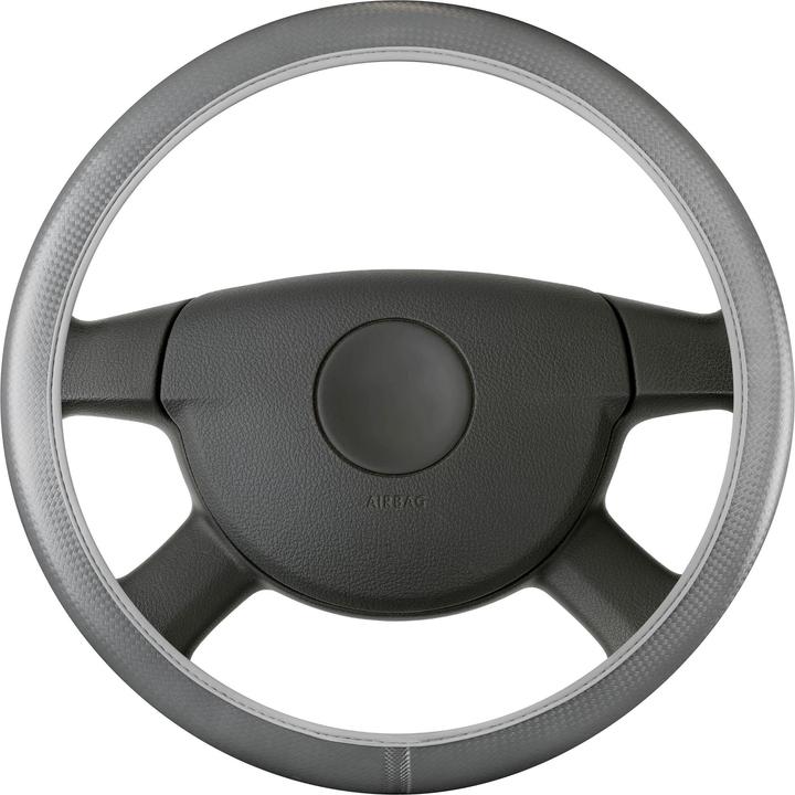 Actual product image Walser Steering Wheel Cover Soft Grip Carbon, Car Steering Wheel Cover Universal Size 38 cm Grey