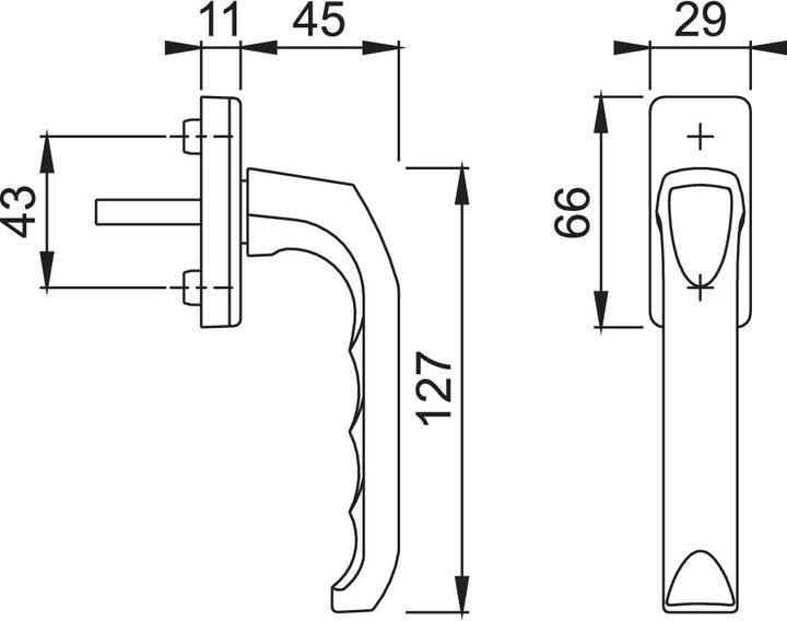 Actual product image Hoppe Window handle London 013/U34 aluminium F2 / nickel silver coloured 32 mm standard
