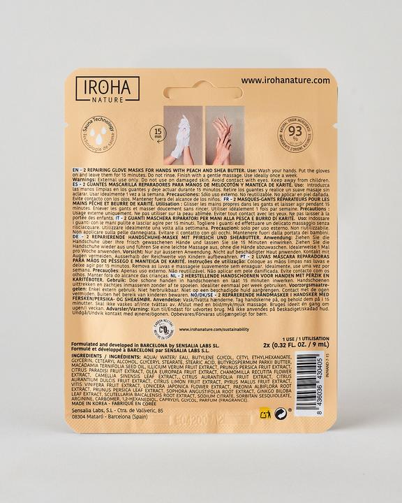 Actual product image Iroha Nature Nature - Hand Mask Gloves Repair Peach (9 ml)