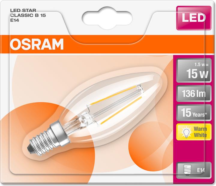 Actual product image Osram Star Classic B (E14, 15 W, 136 lm, 1 x, F)
