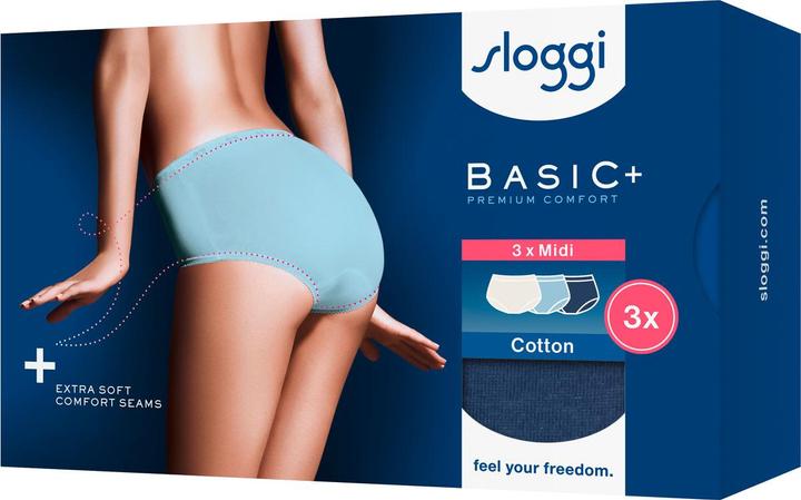 Produktbild Sloggi Unterhose BASIC+ MIDI Damen-Slip 3er Pack (44, 3er Pack)