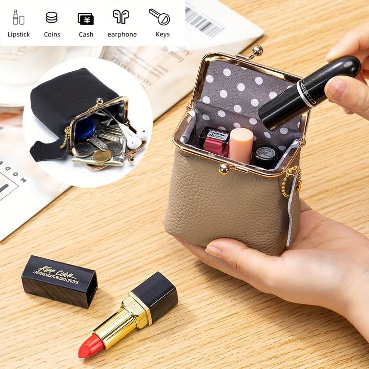 Immagine prodotto Only-Bags.Store Mini organizer da borsetta in vera pelle vintage con chiusura a chiave - Portamonete spazioso