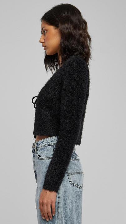 Produktbild Urban Classics Ladies Tied Cropped Feather Cardigan (XXL)