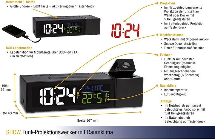 Actual product image TFA Projection clocks