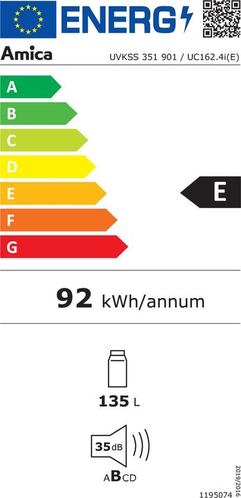 Etichetta energetica Amica Unità di raffreddamento UB (135 l)