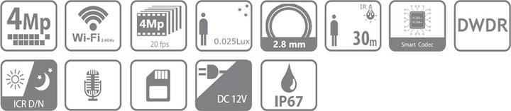Immagine prodotto Dahua IPC-HFW1430DSP-SAW-0280B Telecamera di sicurezza IP Bullet Pixel per interni ed esterni (2560 x 1440 Pixels)