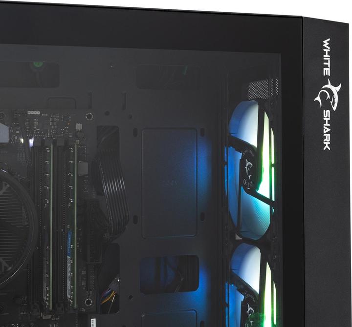 Actual product image White Shark Shark GCC-2401 Warhead-3 Black 4 Fans 12cm RGB (ITX, ATX, E-ATX)