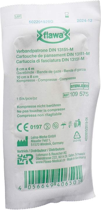 Flawa Verbandpatrone 8x10cm+8cmx4m steril