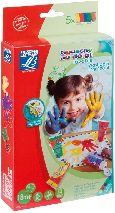 Actual product image Lefranc & Bourgeois 807395 Washable finger paint (Blue, Red, Green, Brown, Yellow, 80 ml)
