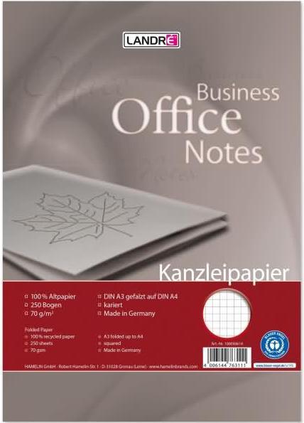 Actual product image Landré Recycling A3/A4 foolscap (A4, Checked)