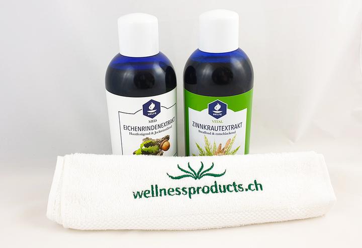 Produktbild Helfe Zinnkraut- und Eichenrinde-Extrakt plus Handtuch