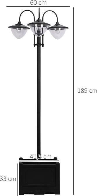 Produktbild Swisshandel24 Solarleuchte Gartenlicht 3-köpfige Lampe mit Blumentopf-Basis Wasserdicht Edelstahl 60 x 55 x 189 cm (IP44)