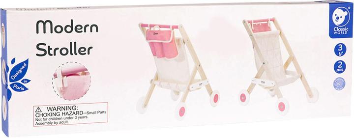 Produktbild Classic World Puppenwagen aus Holz Weiss/Rosa