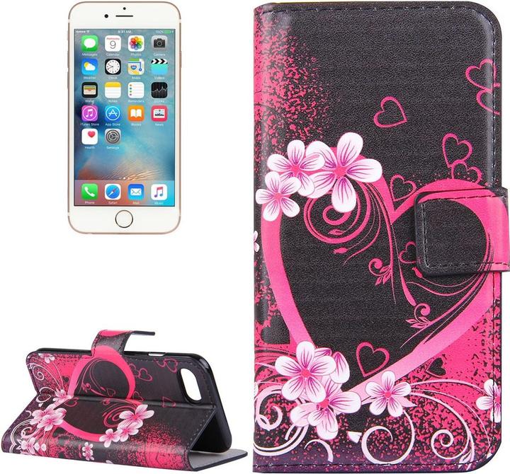 Produktbild Cover-Discount iPhone SE / 8 / 7 - Leder Hülle Etui gemustert blumiges Herz