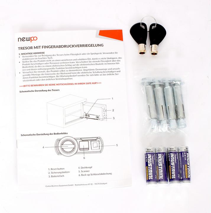 Produktbild Newpo Tresor | Fingerabdruck gesichert | HxBxT 200 x 310 x 200 mm |