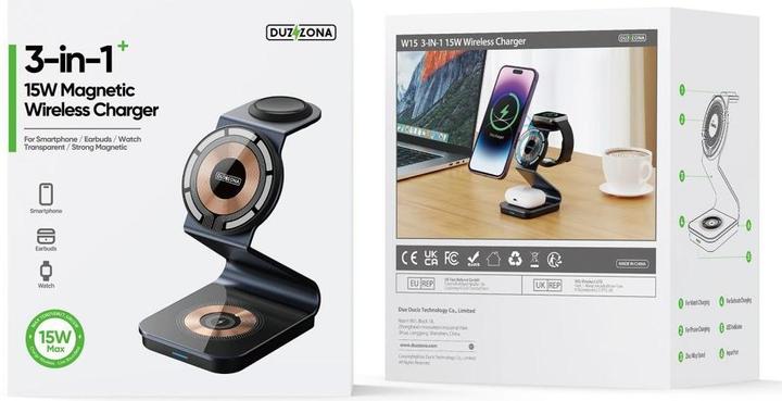 Actual product image Duzzona 3 in 1 MagSafe QI Wireless Multi Charging Station 15W (15 W)