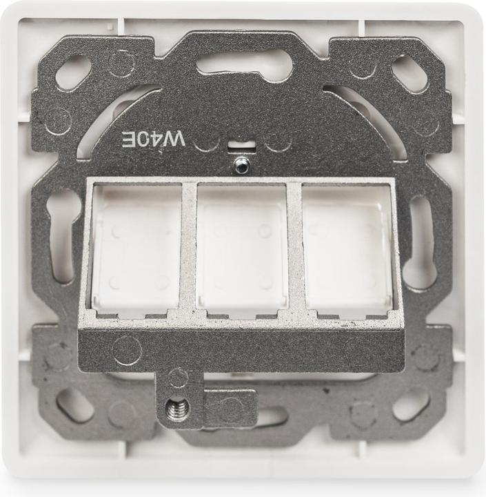 Actual product image Digitus Front panel for Keystone Jacks 3x RJ45 dust cover 80/80 + central plate pure white seperate mass..
