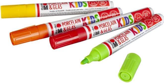 Actual product image Marabu Porcelain and glass painting pen Kids (Black, Violet, Yellow, Red, Blue, Orange, Turquoise, Green, 10 x)
