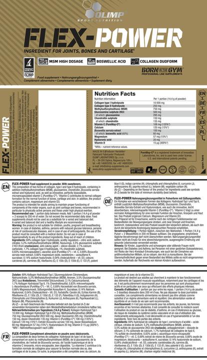 Nutritional values and ingredients Olimp Sport Nutrition Olimp Flex Power (504g can) (1 Piece, Powder, 504 g)