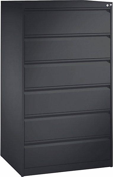 Actual product image C+P ACURADO index card cabinet, 3 track, 6 drawers, black grey.