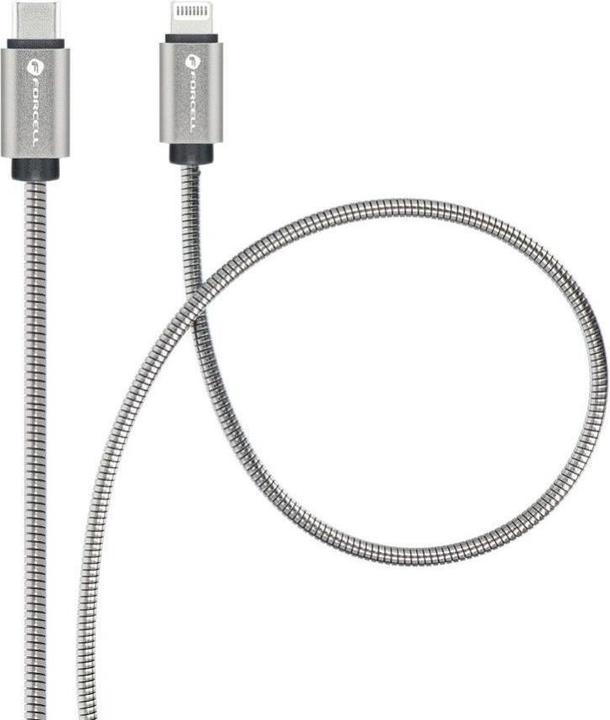 Actual product image Forcell Cable F-ENERGY Metal C238 cable Type C to Lightning PD 3A 27W 1 m silver (1 m, USB 3.0, 27 W)