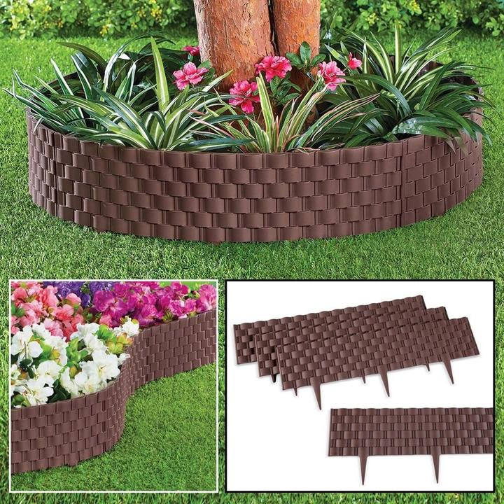 Produktbild HTI-Living Beetumrandung Nessa Flechtzaun 4-teilig Braun (240 cm)