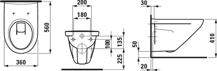 Actual product image Laufen MODERNA R wall-hung WC, washdown, with flush rim, white