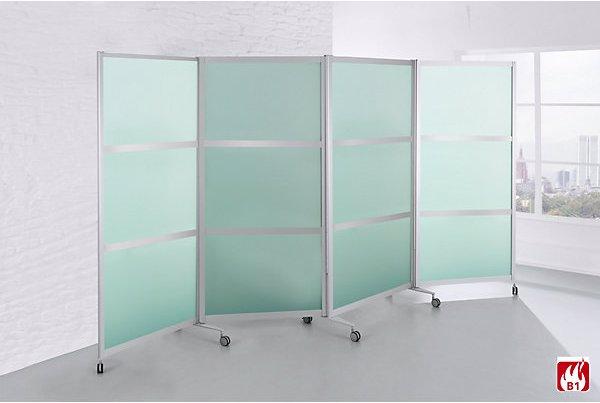 BST Systeme Cloison mobile pliante, difficilement inflammable, cadre en aluminium avec vitre