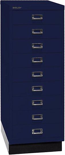 Image du produit Bisley MultiDrawer™ série 39, avec socle, format A3, 9 tiroirs, bleu oxford, noir.