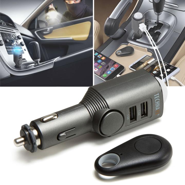 Actual product image Technaxx TX-100 auto alarm with charging function